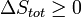 \Delta S_{tot} \ge 0 \,