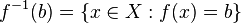 f^{-1}(b) = \{x \in X&nbsp;: f(x) = b\}