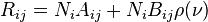 R_{ij}=N_{i} A_{ij} + N_{i} B_{ij} \rho(\nu) \!
