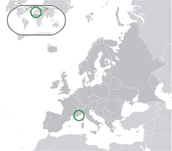 Location of &nbsp;Monaco&nbsp;&nbsp;(green)in Europe&nbsp;&nbsp;(dark grey)&nbsp; &mdash;&nbsp; [Legend]