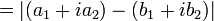 = |(a_1 + i a_2) - (b_1 + i b_2)|\,