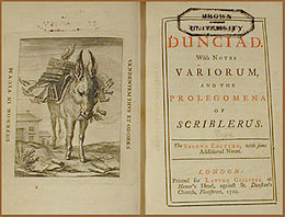 Frontispiece&mdash;an engraving of a donkey burdened by a pile of books&mdash;and title page of a book, incribed 