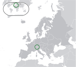 Location of &nbsp;Liechtenstein&nbsp;&nbsp;(green)in Europe&nbsp;&nbsp;(dark grey)&nbsp; &mdash;&nbsp; [Legend]