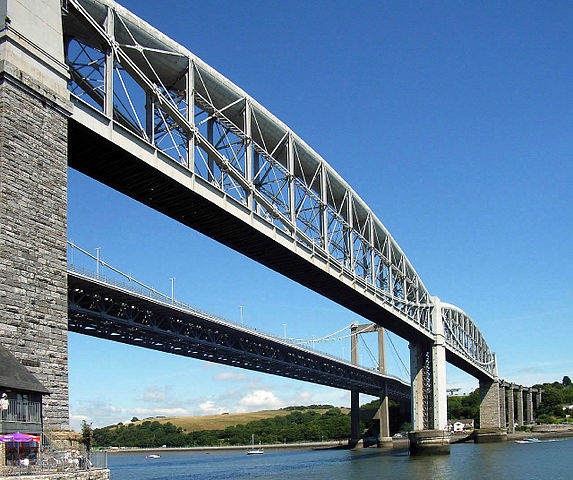 File:Royal Albert and Tamar Bridge from Cornwall.jpg