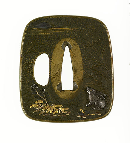 File:Tsuchiya Yasuchika - Tsuba with a Rabbit Viewing the Autumn Moon - Walters 51163.jpg