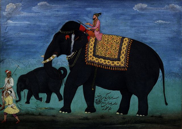 File:Elefant und Jungtier aus dem Stall der Moghulkaiser.jpg