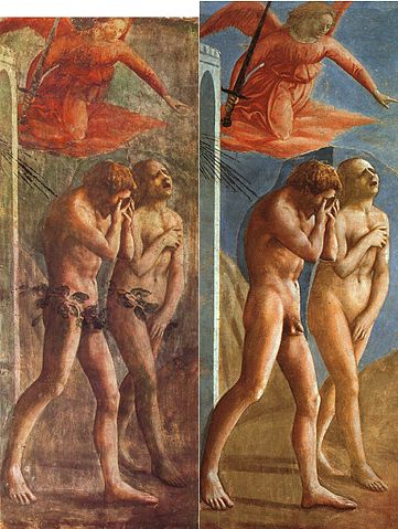 File:Masaccio-TheExpulsionOfAdamAndEveFromEden-Restoration.jpg
