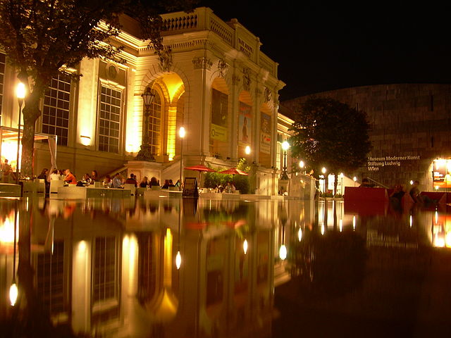 File:MuseumsQuartier Vienna at night.jpg