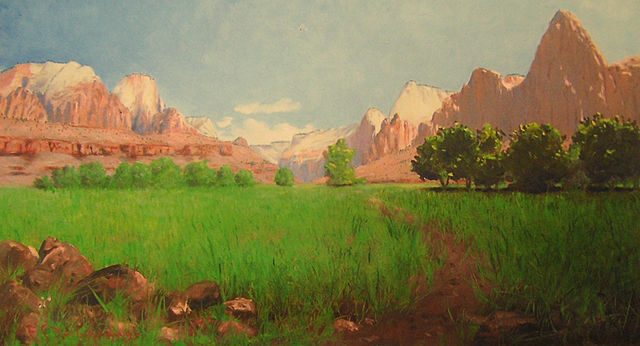 File:1903 painting of Zion Canyon by Dellenbaugh.jpg