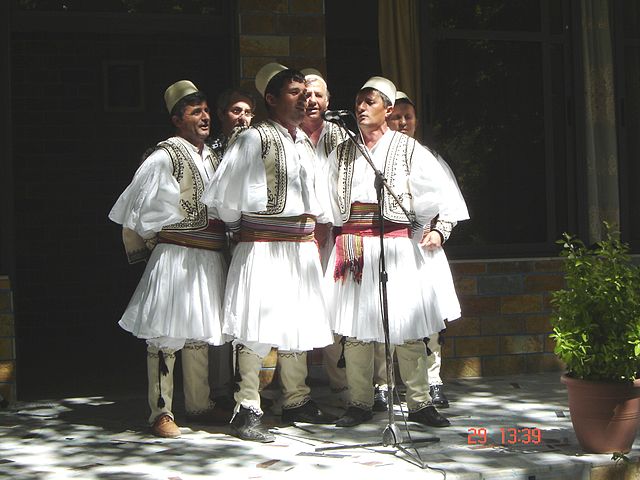 File:A traditional male folk group from Skrapar.JPG