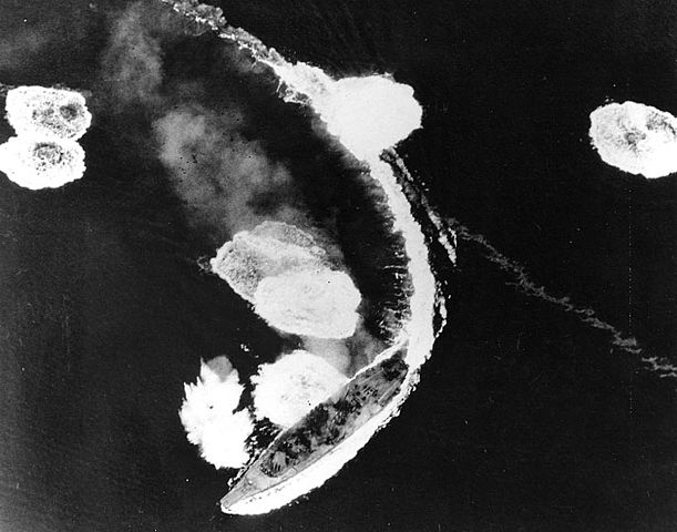 File:Yamato under air attack.jpg