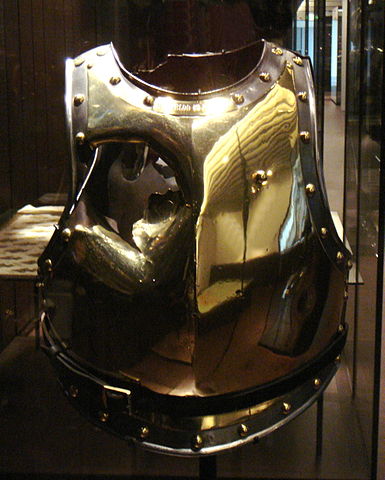 File:Cuirass holed by a canonball at Waterloo Antoine Favuveau 18Juin 1815.jpg