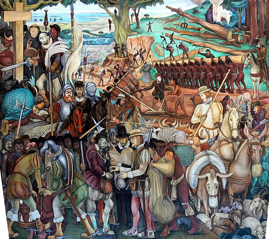 File:Murales Rivera - Ausbeutung durch die Spanier 1 perspective.jpg