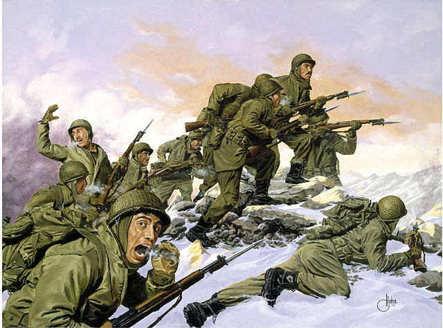 File:US 65th Infantry Regiment.Painting.Korean War.Bayonet charge against Chinese division.jpg