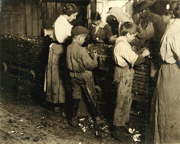 File:10 year old Jimmie. Been shucking 3 years. 6 pots a day, and a 11 year old boy who shucks 7 pots.jpg