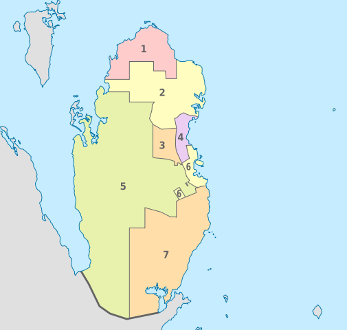 File:Qatar, administrative divisions - Nmbrs - colored.svg