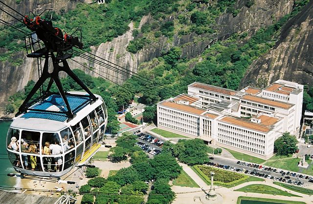 File:Bondinho do P&atilde;o de A&ccedil;&uacute;car e o IME - Rio de Janeiro, Brasil.jpg