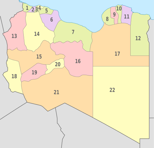 File:Libya, administrative divisions - Nmbrs - colored.svg