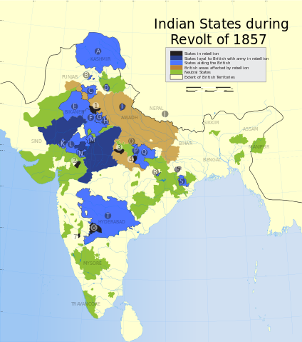 File:Indian revolt of 1857 states map.svg