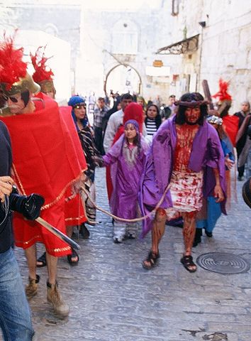 File:Israel 5 010.jpg Via Dolorosa- Walk in Jerusalem, with Jesus Christ-Actor and Press.jpg