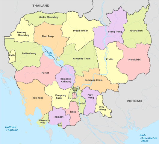 File:Cambodia, administrative divisions - de - colored.svg