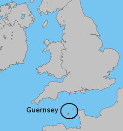Location of &nbsp;Guernsey&nbsp;&nbsp;(States of Guernsey within circle)