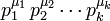 p_1^{\mu_1} \, p_2^{\mu_2} \cdots p_k^{\mu_k}