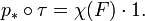 p_* \circ \tau = \chi(F) \cdot 1.