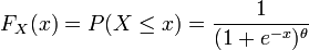 F_{X}(x) = P(X \leq x) = \frac{1}{(1 + e^{-x})^{\theta}}