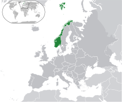 Location of &nbsp;Norway&nbsp;&nbsp;(dark green)in Europe&nbsp;&nbsp;(dark grey)&nbsp; &mdash;&nbsp; [Legend]