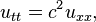u_{tt} = c^2 u_{xx}, \,