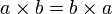a \times b = b \times a \